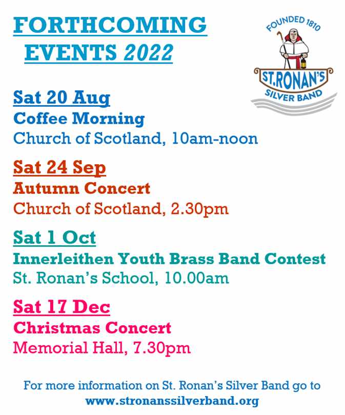 St Ronanas Silver Band Events Summer 2022